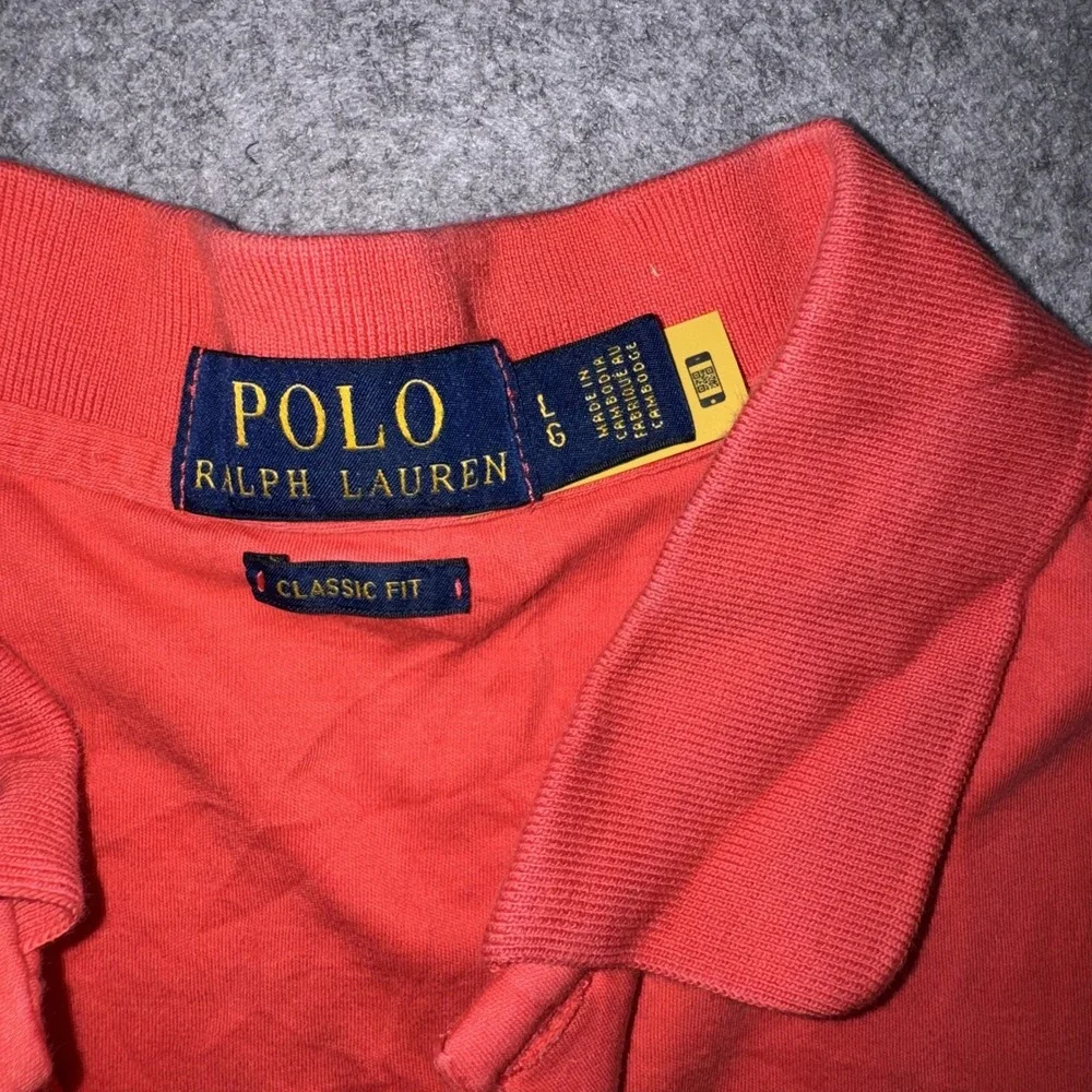 Polo Ralph Lauren Classic Fit Polo Shirt Large Coral Orange Cotton Mesh